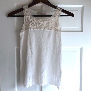 Loft XS petite white lace top